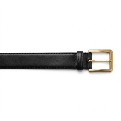 Premium Calfskin Leather Belt in Black | Maison Valor