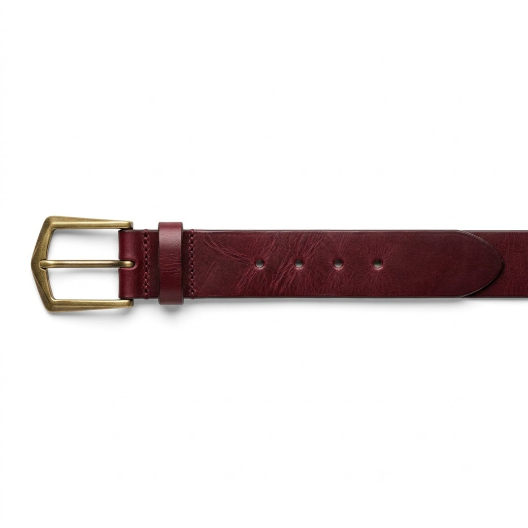 Premium Full-Grain Burgundy Leather Belt